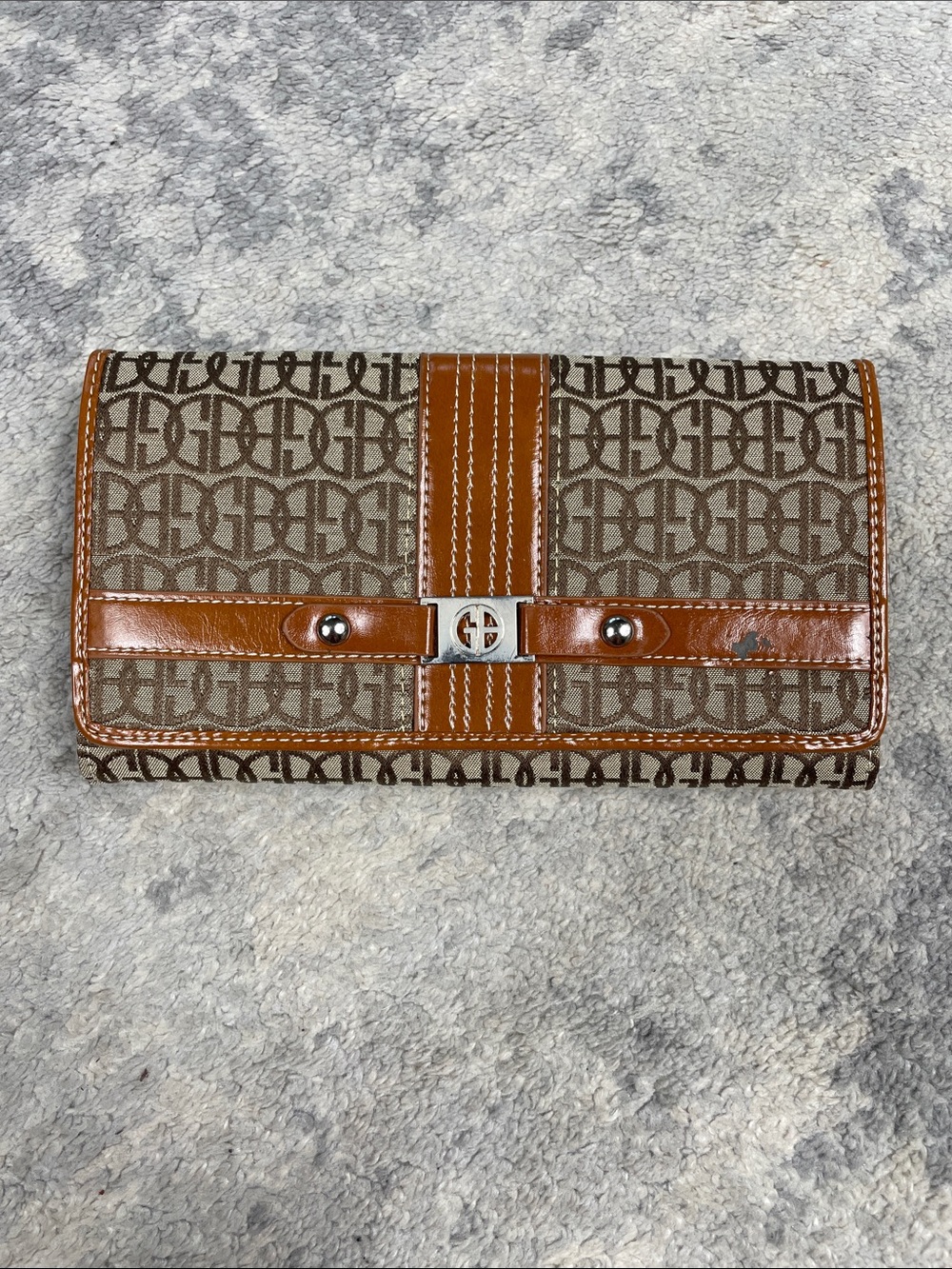 Giani Bernini Signature Monogram Logo Continental Organizer Wallet Brown
